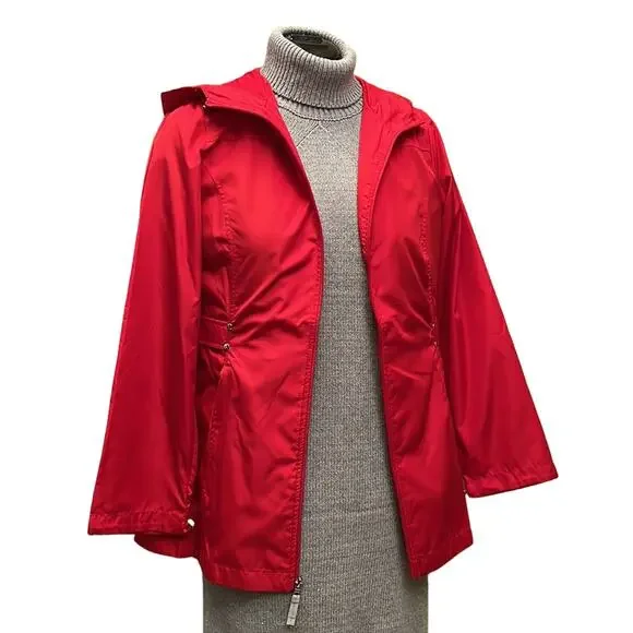 NWOT. Jones New York Red Packable Rain Jacket. M - Picture 1 of 6